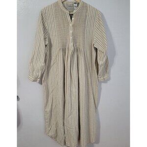 Vtg LL Bean Nightgown Size Medium Petite Dobby Pinstripe Cottagecore Prairie